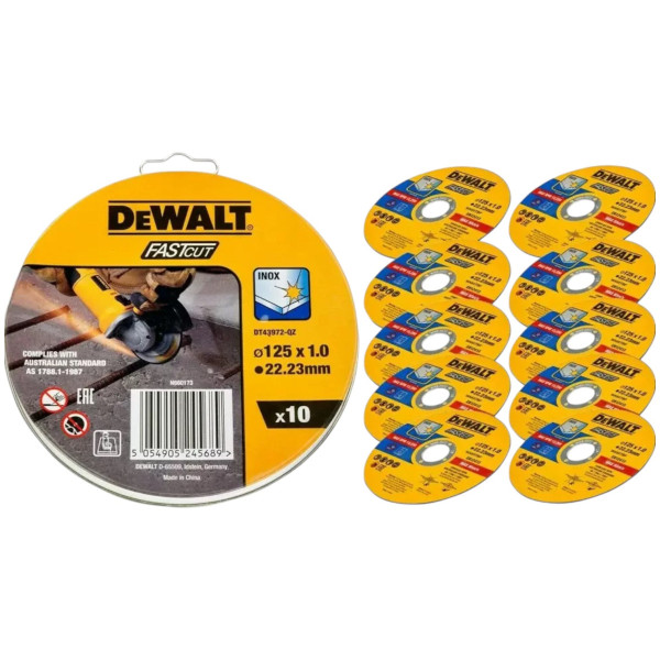 DT43972 DEWALT FASTCUT REZNA PLOČA ZA INOX 125 X 1 MM 10KOM