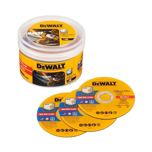 DT20598 DEWALT REZNE PLOČE ZA INOX 125 X 1 MM, 50 KOM U KUTIJI